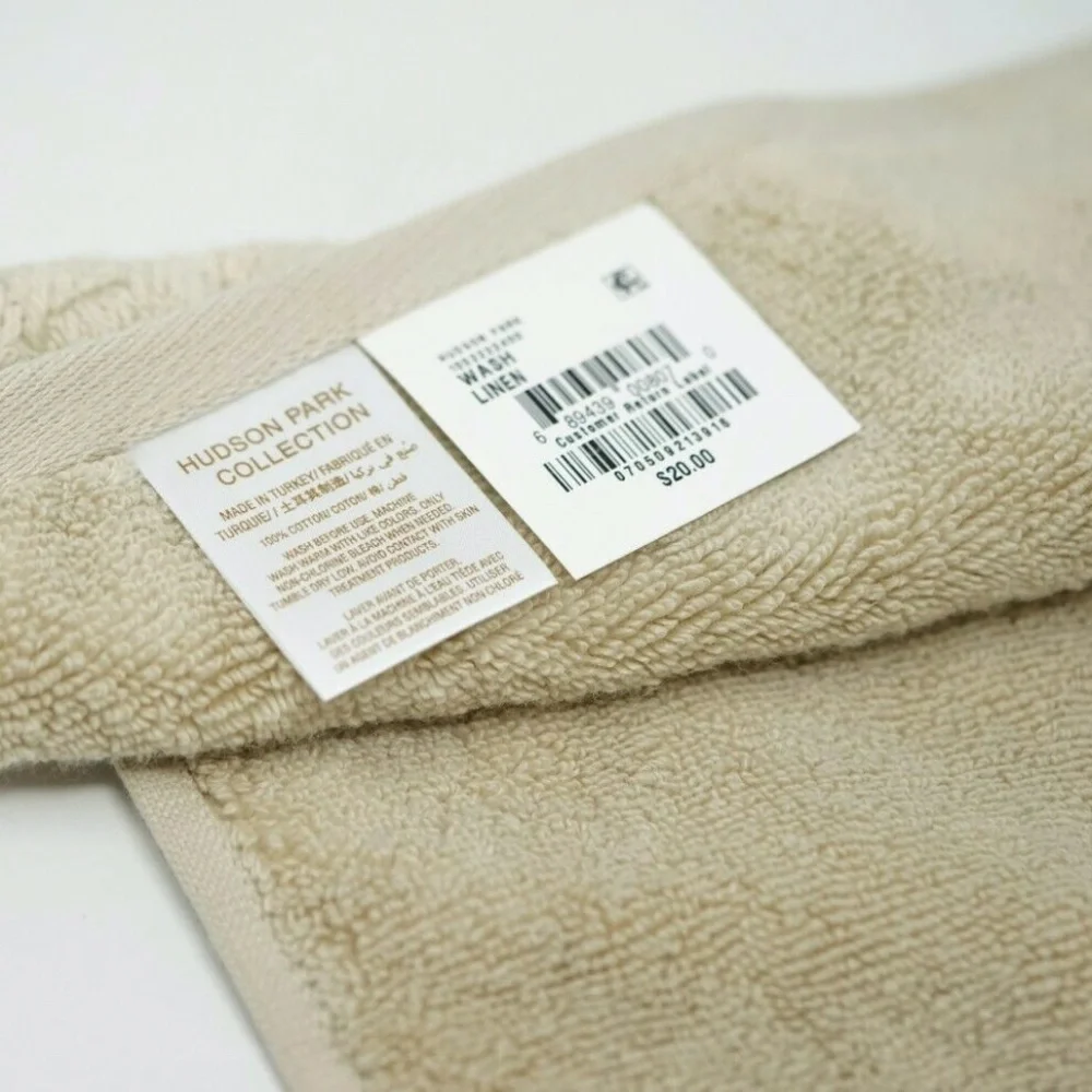 2 Hudson Park Turkish 100% Cotton Sculpted Ogee Washcloth / Face Towels in Linen